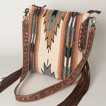 American Darling Messenger Bag Saddle Blanket Fabric Genuine Leather Western Women Handbag Purse | Cute